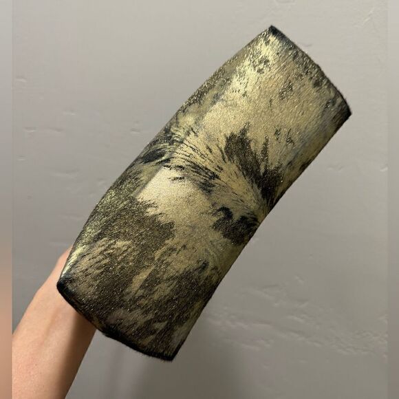 Handmade Gold Metallic Natural Hair-On Calfskin Top Handle Bag/Multi Way Use - Picture 15 of 16